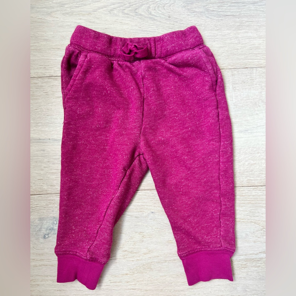 TEA COLLECTION girl raspberry red pink long pants see measurement 6 to 9 mo
